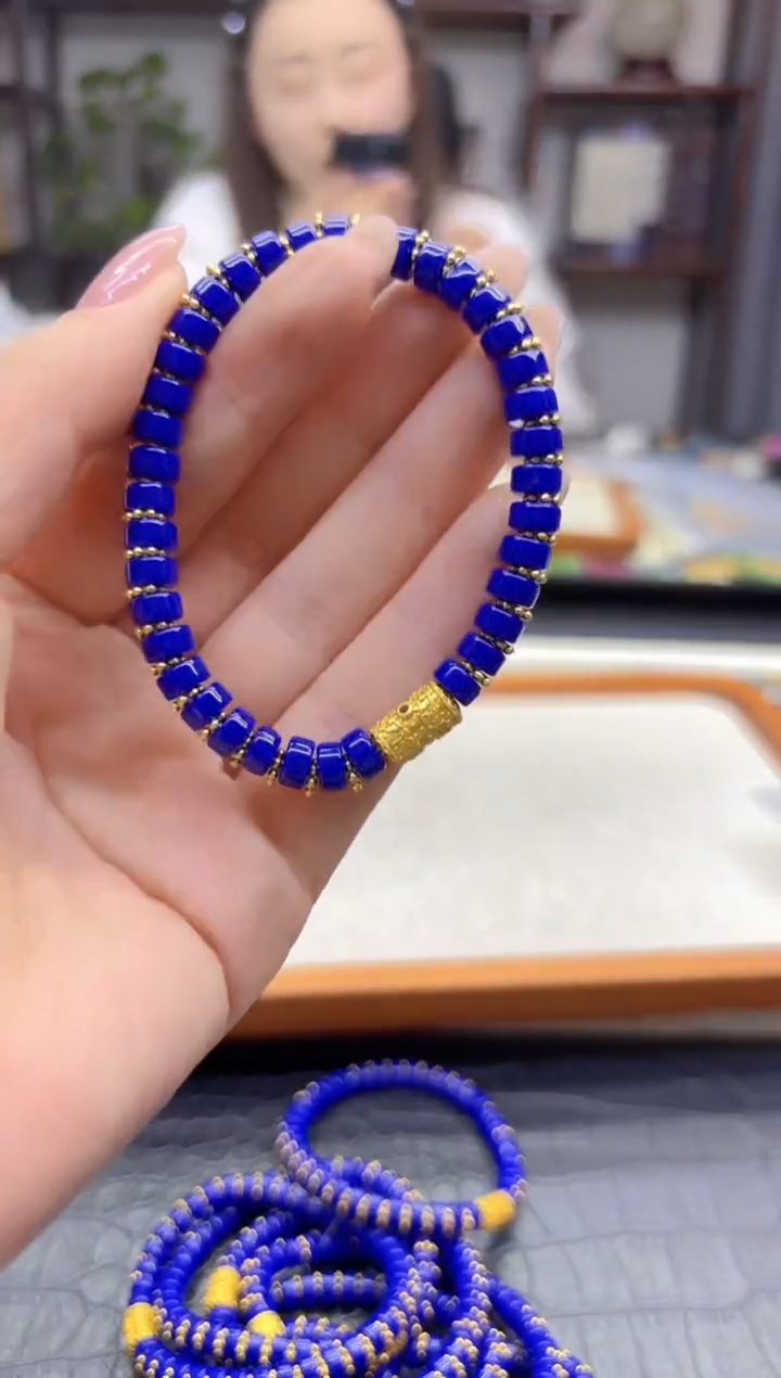 14K金镶嵌青金石手链DIY款S916