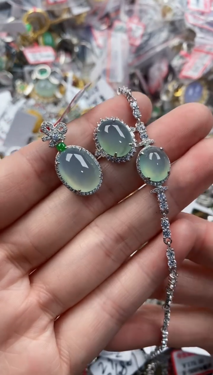 银S925镶嵌戒指翡翠111----8