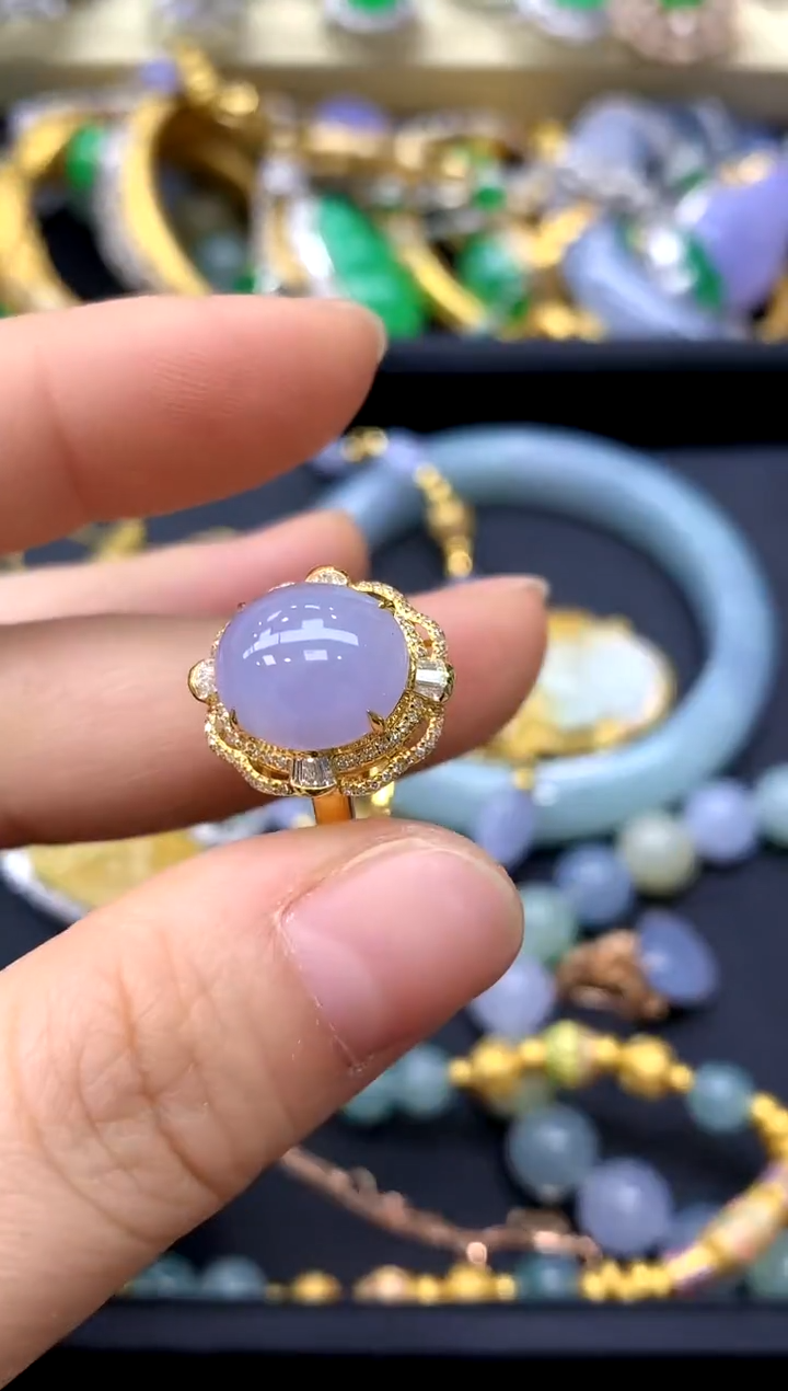 18K金镶嵌戒指翡翠393-中国好珍宝