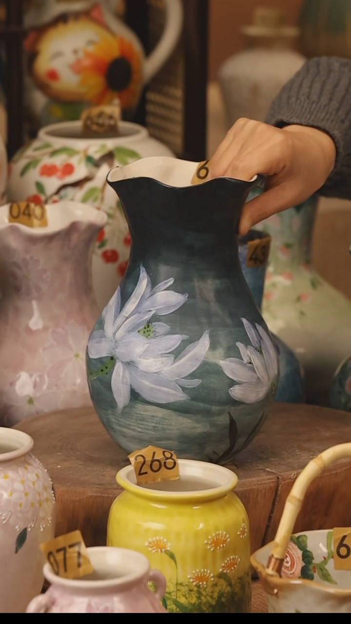 陶瓷景德镇设计师手作花器摆件侘寂风@M694@