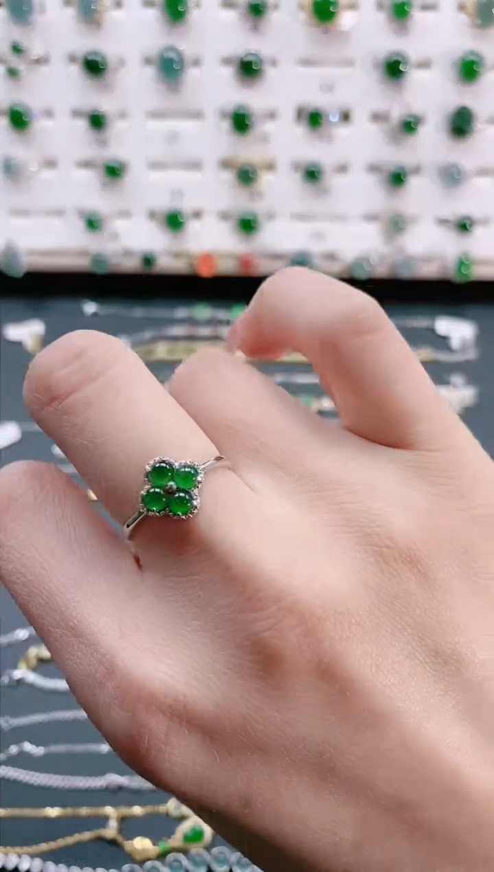 【闪购商品】翡翠戒指银S925镶嵌天然翡翠