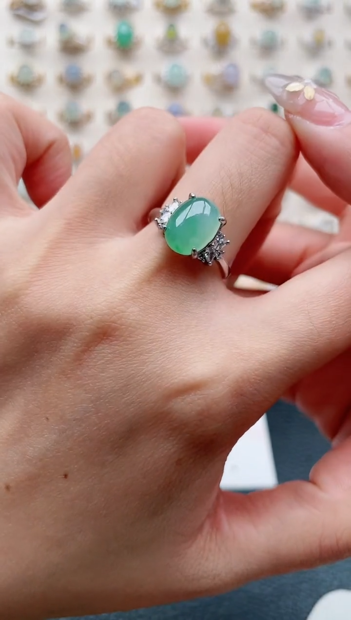 【闪购商品】翡翠戒指银S925镶嵌1111