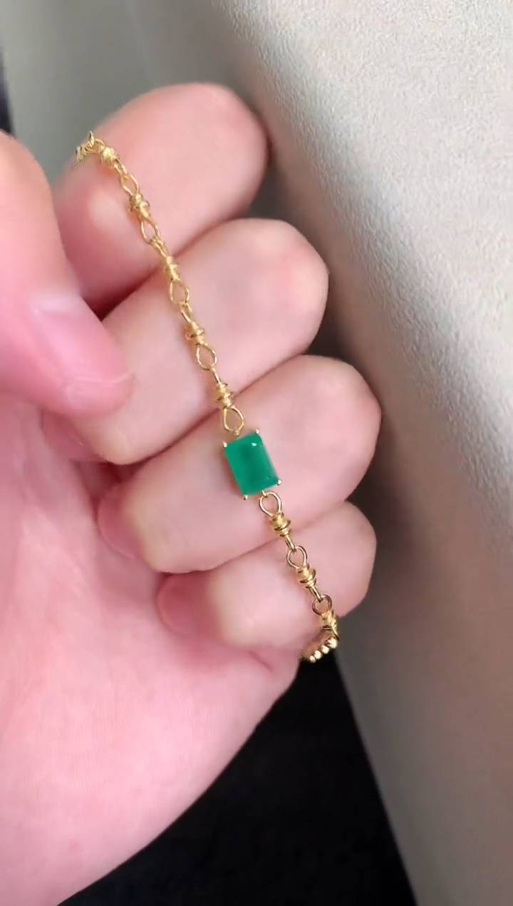 【闪购商品】祖母绿手链银S925镶嵌手链