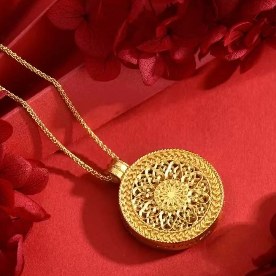 合金项链 时尚复古双面罗盘经典古法素款项链