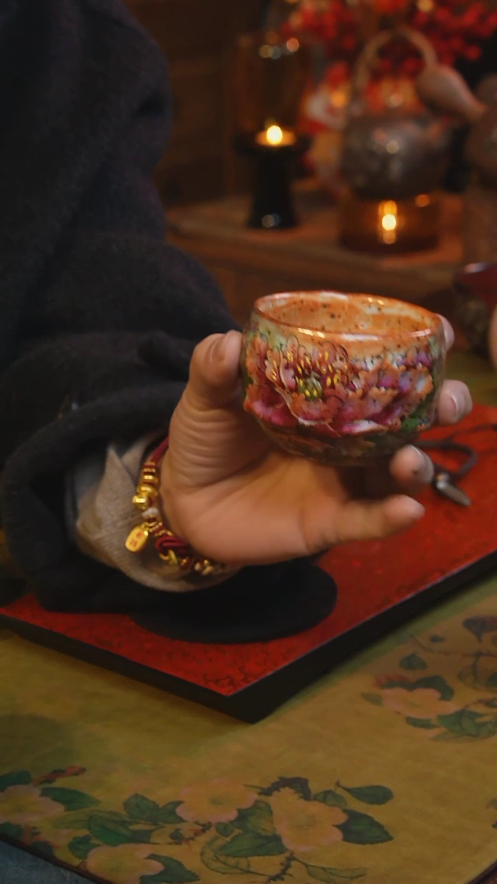 【闪购商品】瓷片牡丹花主人杯-------------