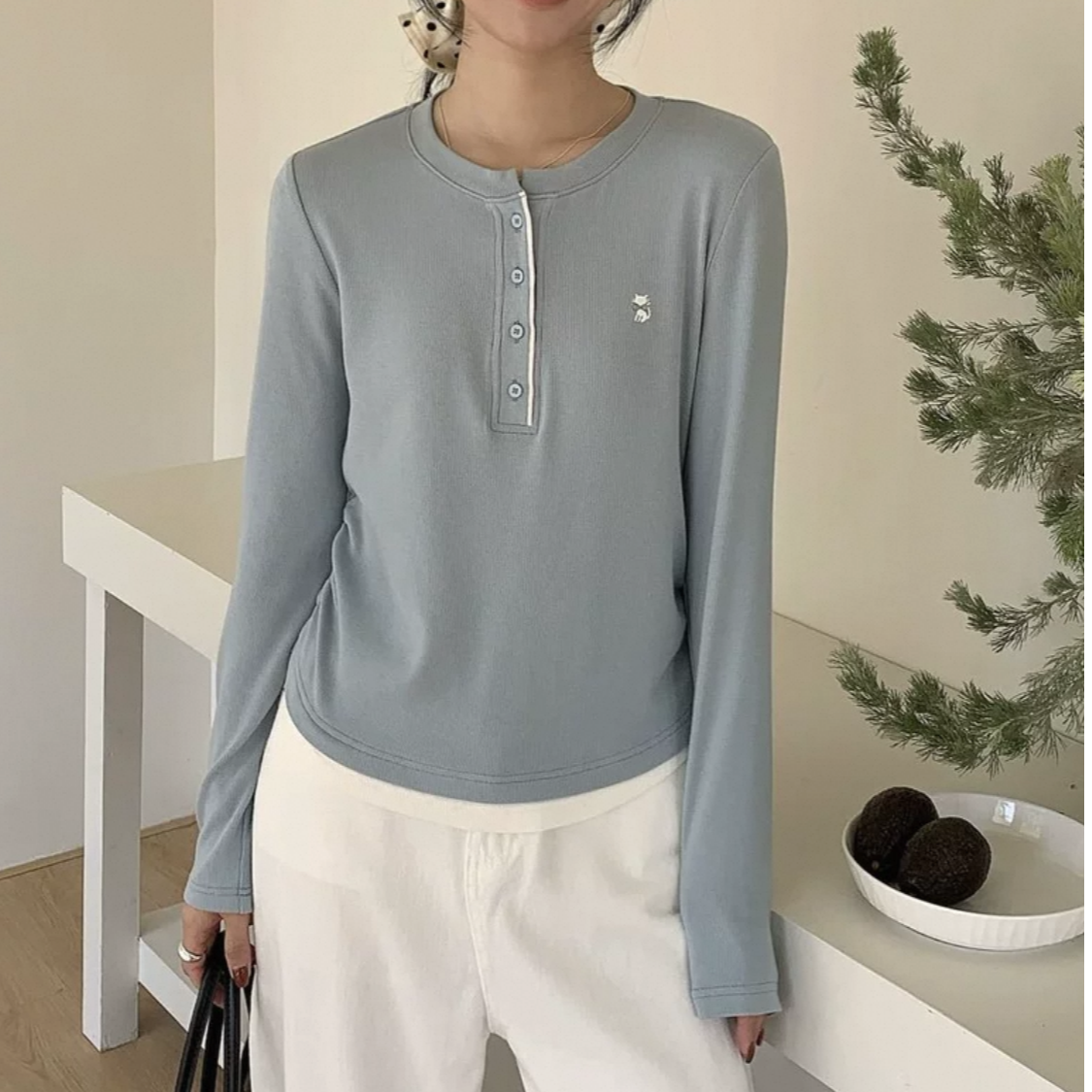 芭莎家8802时尚百搭拼接打底衫