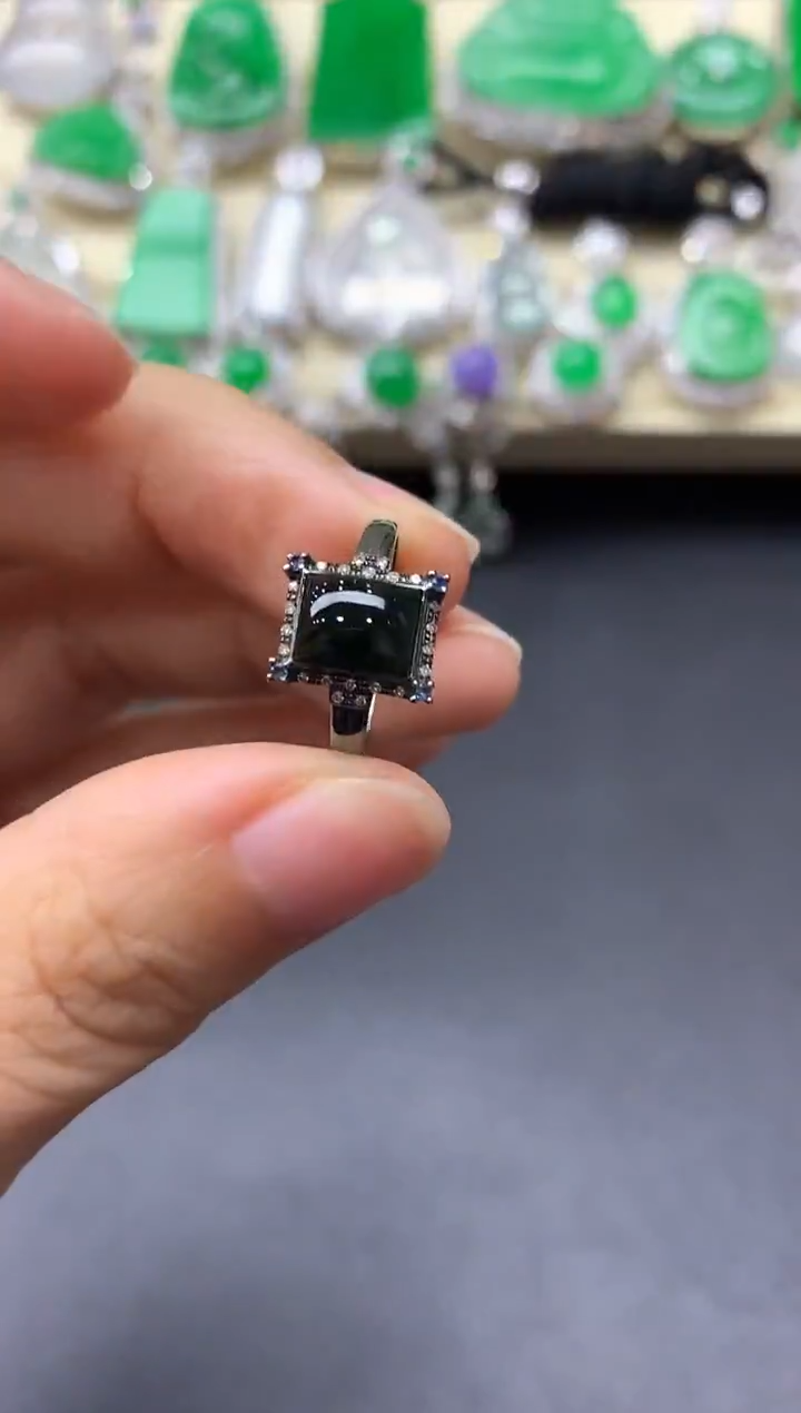 18K金镶嵌戒指翡翠491-中国好珍宝