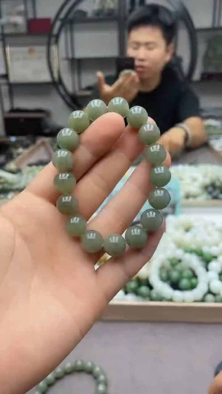 手串未镶嵌和田玉新疆且末蓝12圆珠浅