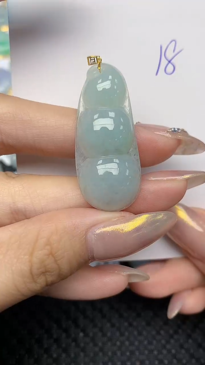 【闪购商品】翡翠颈饰18K金镶嵌天然翡翠A货，