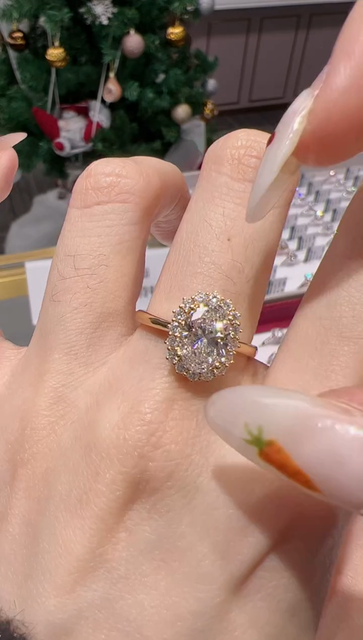 【闪购商品】实验室培育钻石18K金镶嵌@@11-15圈，拍下备注圈口