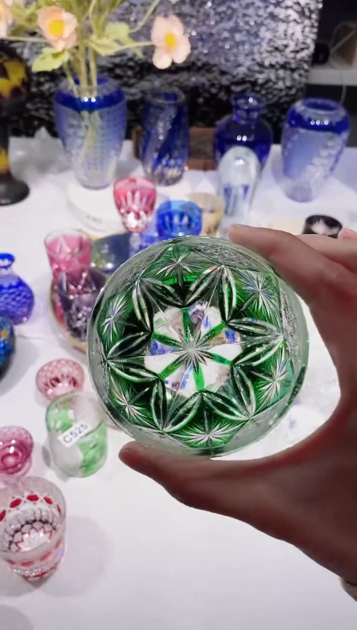 【闪购商品】水晶玻璃无手柄款绿色绮罗微瑕