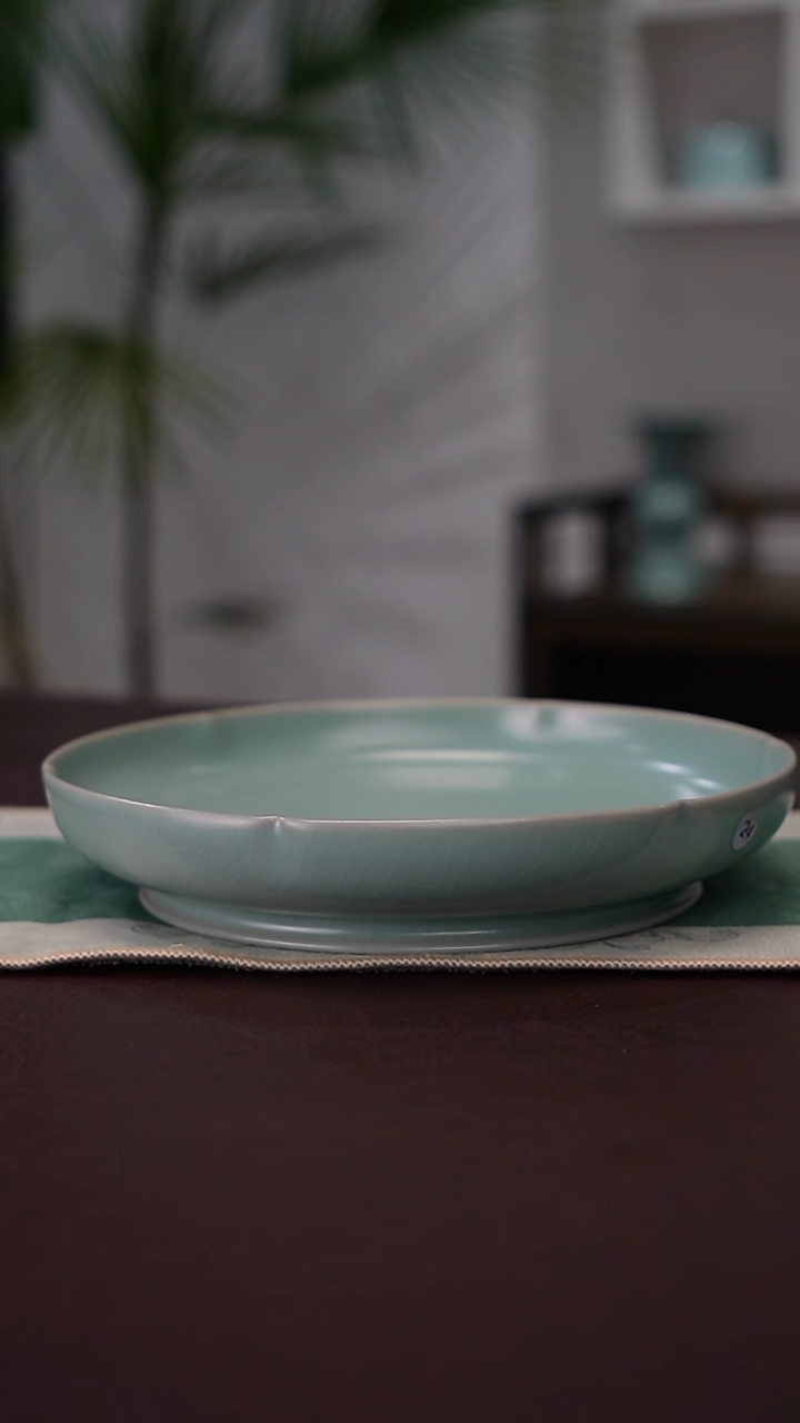 天青釉 卷足葵口洗  二级品福利 18.6  平