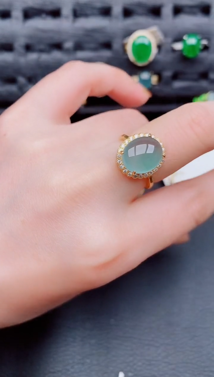 【闪购商品】翡翠戒指银S925镶嵌天然A货翡翠871