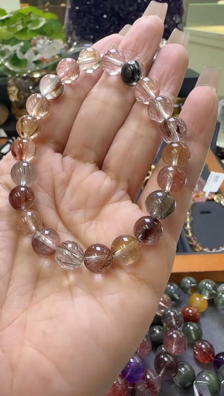 【闪购商品】水晶手串未镶嵌彩发晶手串8m+ M37981