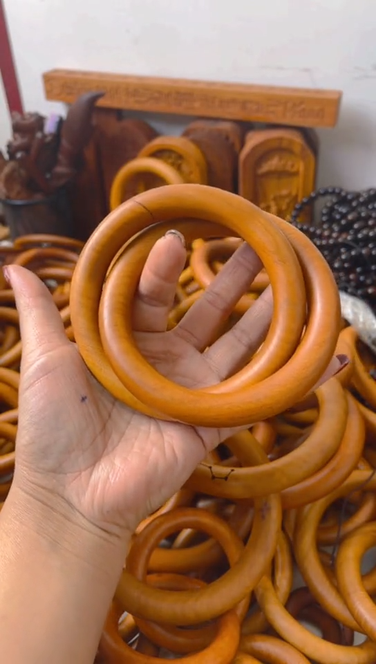 【闪购商品】枣木木雕乾坤圈微瑕80圈口一物一拍