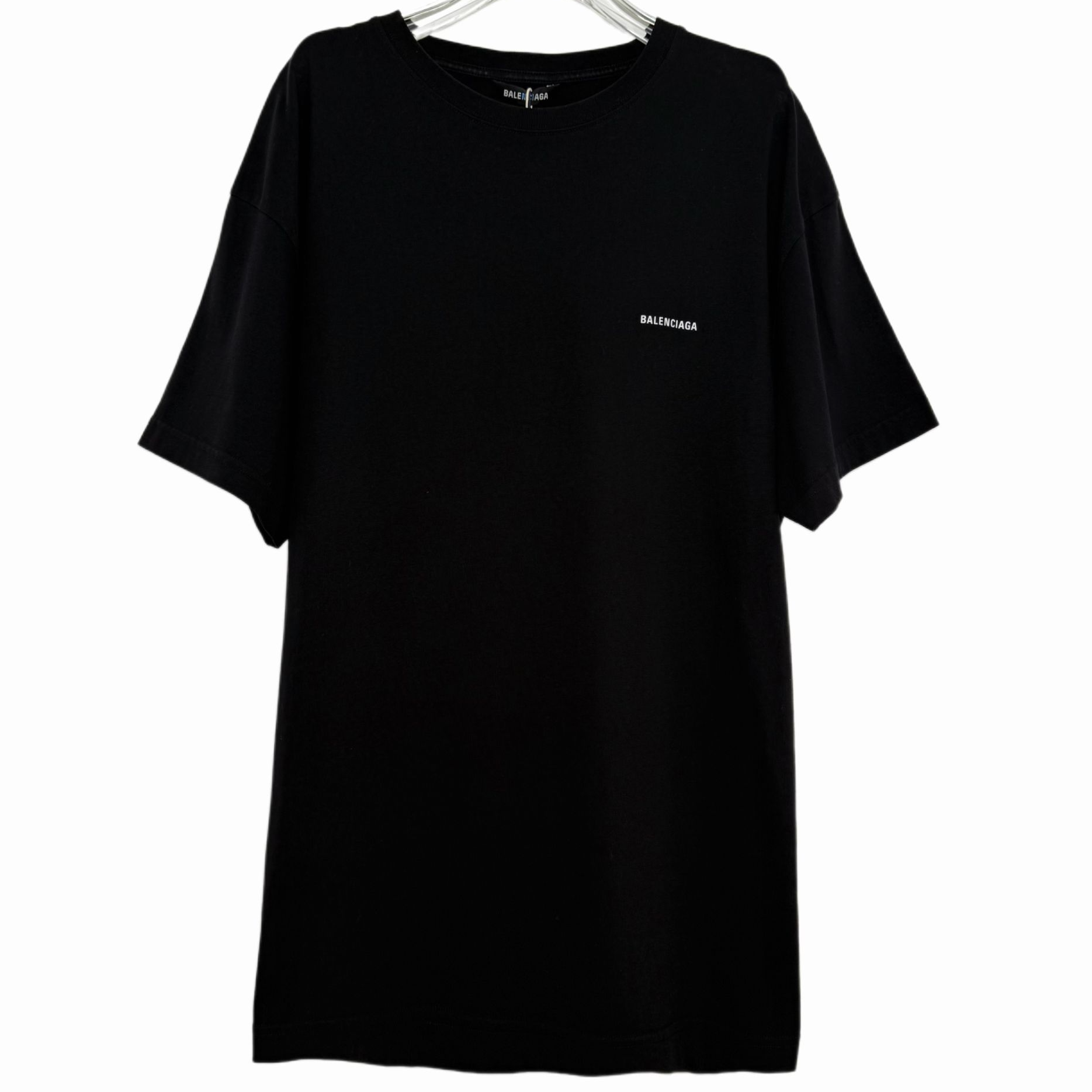 99新 Balenciaga/巴黎世家  logo字母圆领黑色棉质短袖T恤 M码 CS