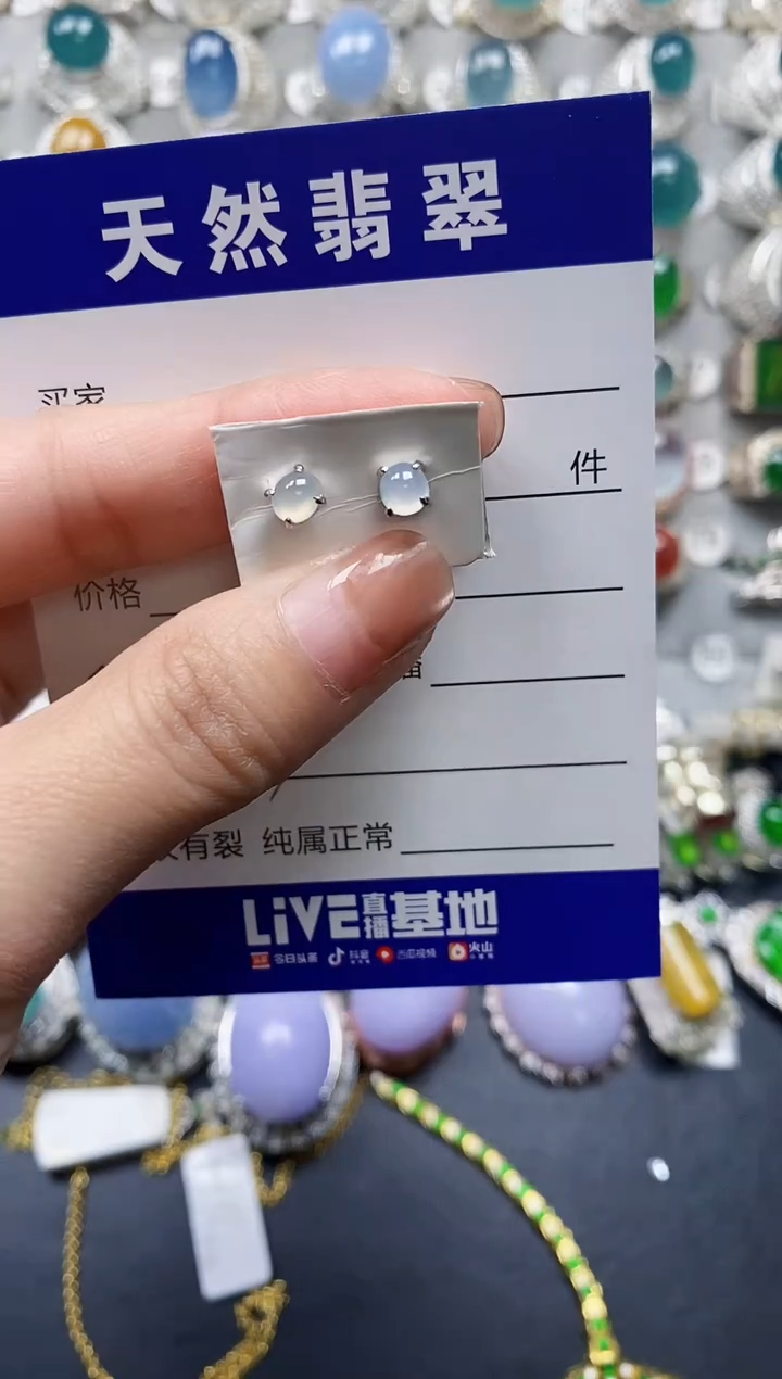 【闪购商品】翡翠耳饰银S925镶嵌0433
