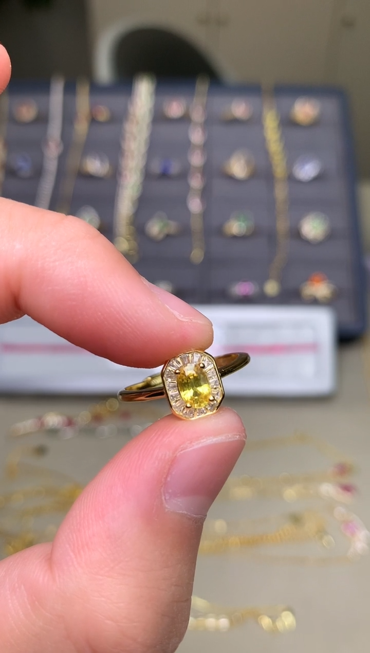 戒指蓝宝石银S925镶嵌戒指