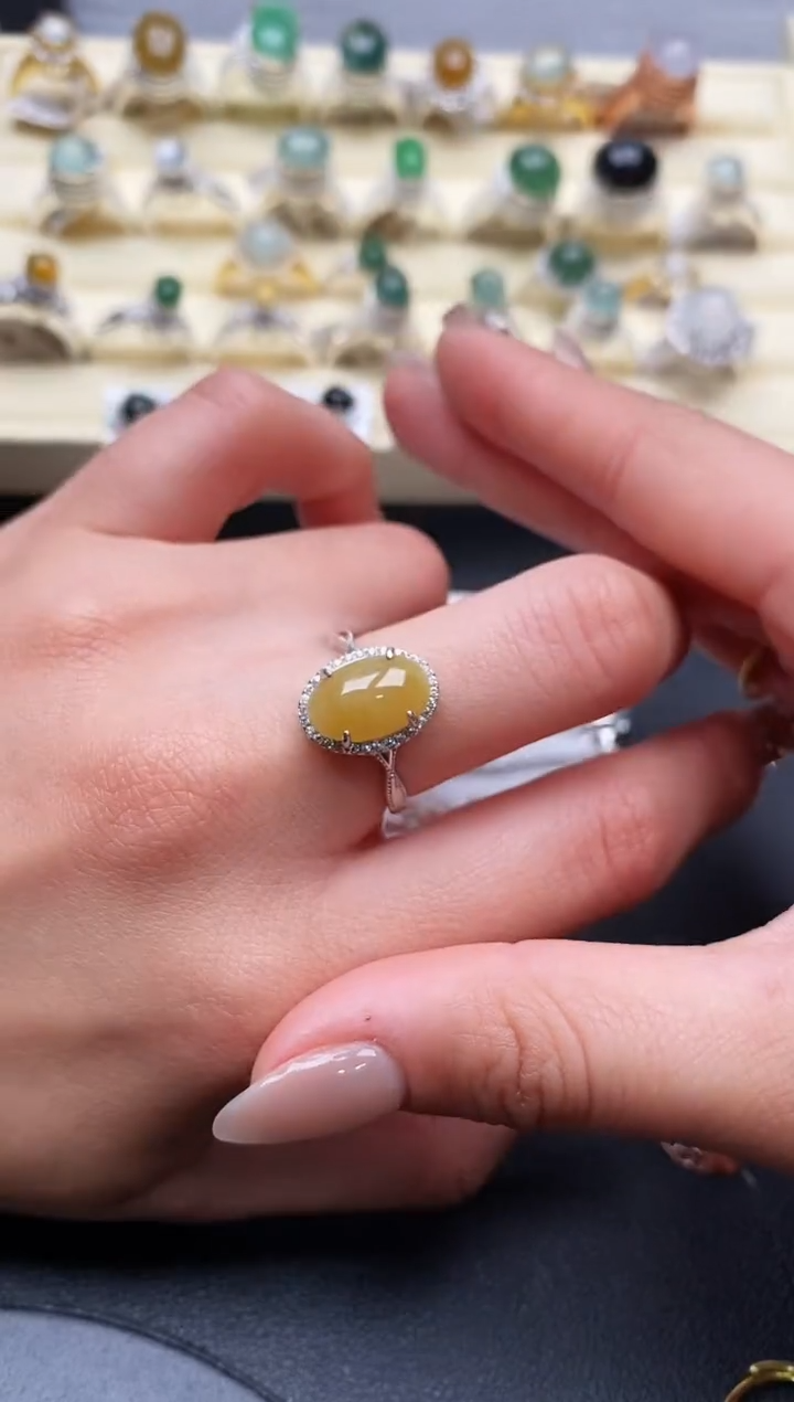 【闪购商品】翡翠戒指银S925镶嵌缅甸翡翠3   6+1