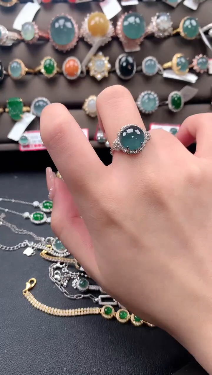 【闪购商品】翡翠戒指银S925镶嵌512412