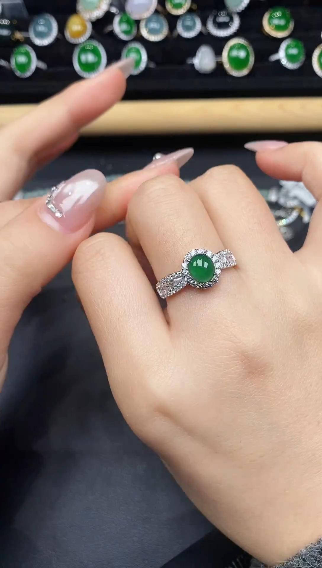 银S925镶嵌戒指翡翠73788