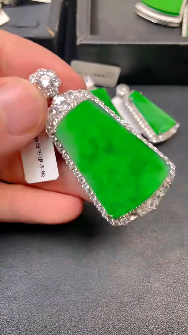 吊坠(不含链)银S925镶嵌翡翠吊坠