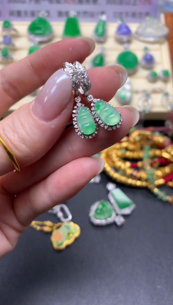 【闪购商品】翡翠耳饰18K金镶嵌耳饰|6980+698