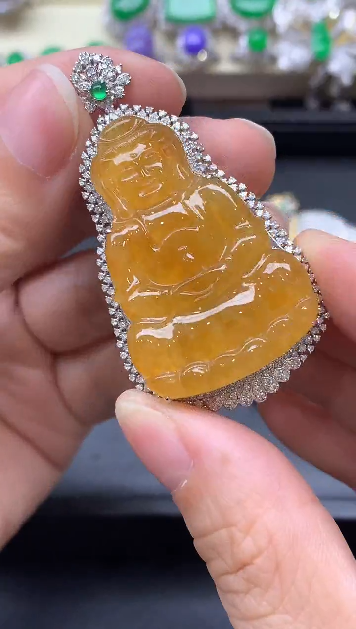 颈饰18K金镶嵌翡翠674-中国好珍宝