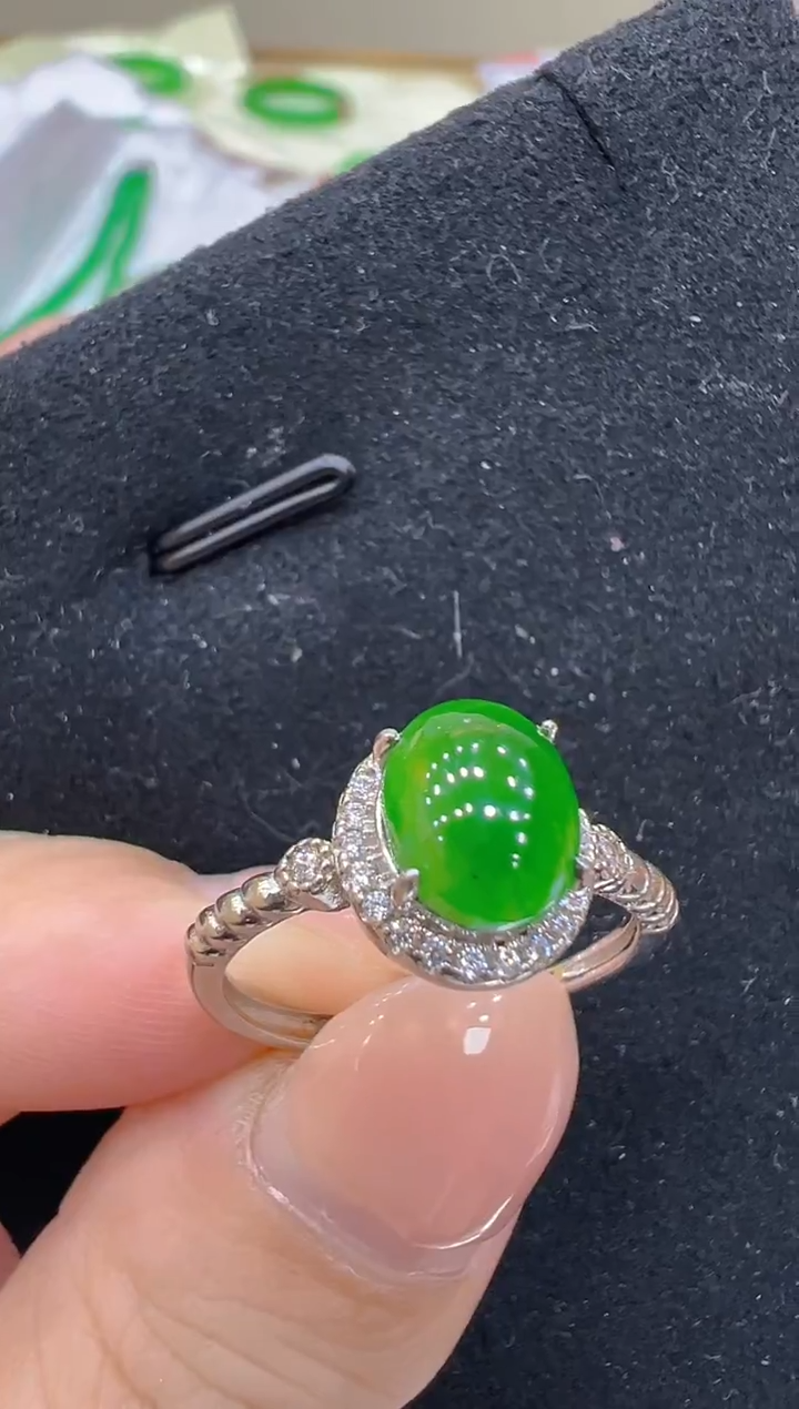 银S925镶嵌戒指翡翠多样性团购发一件