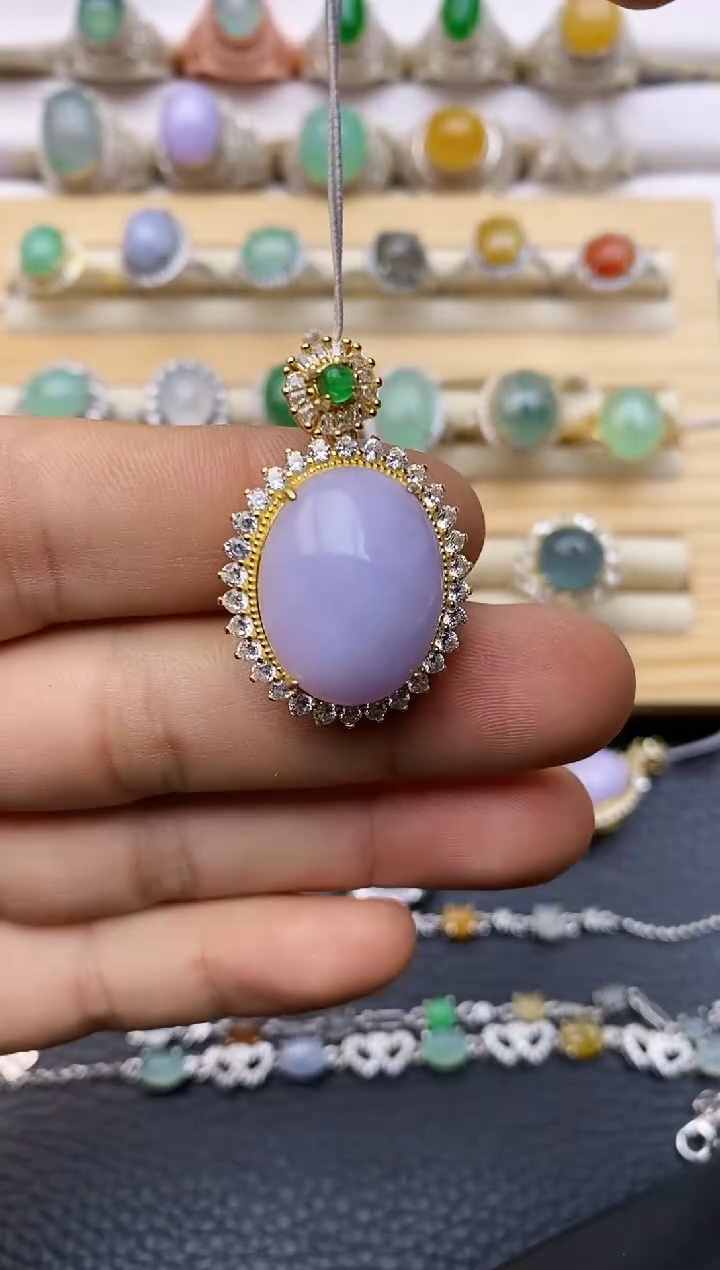 翡翠银S925镶嵌吊坠(赠链)3699