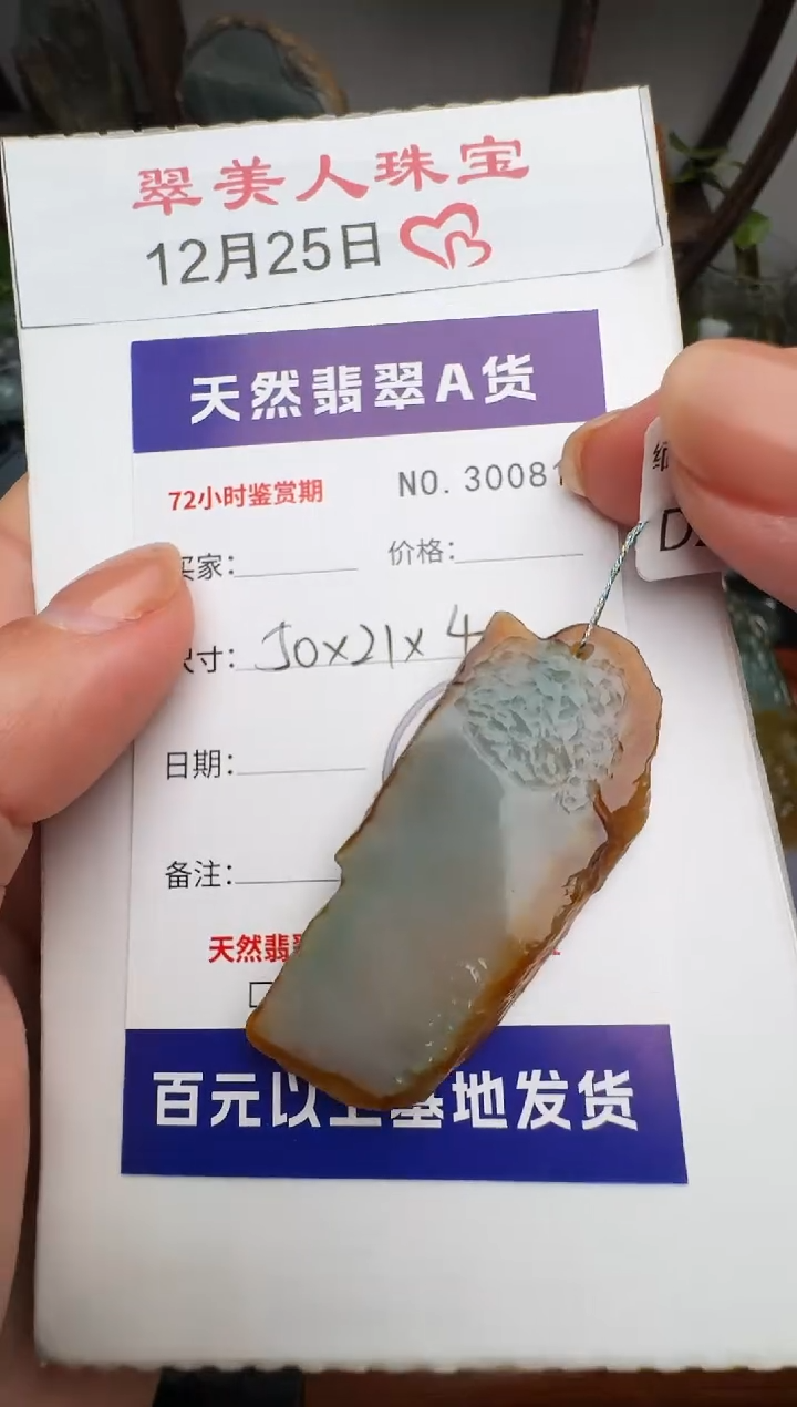 颈饰未镶嵌翡翠原石30081