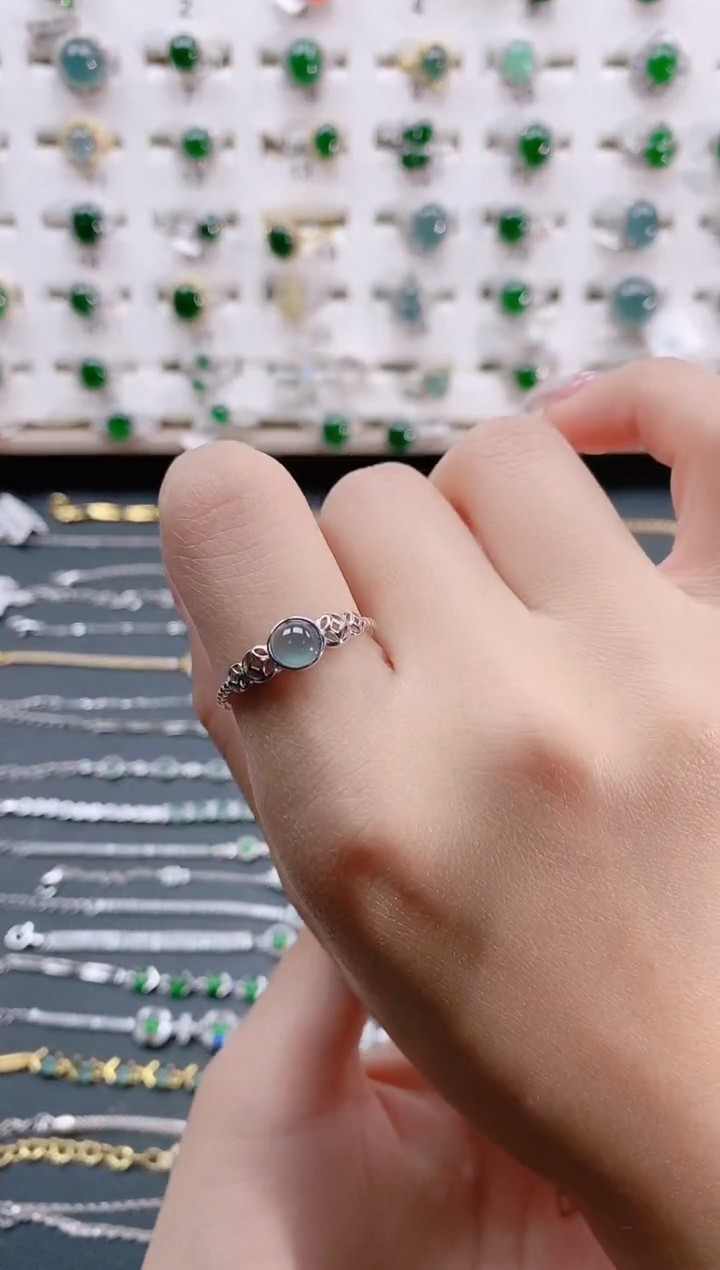 【闪购商品】翡翠戒指银S925镶嵌天然翡翠