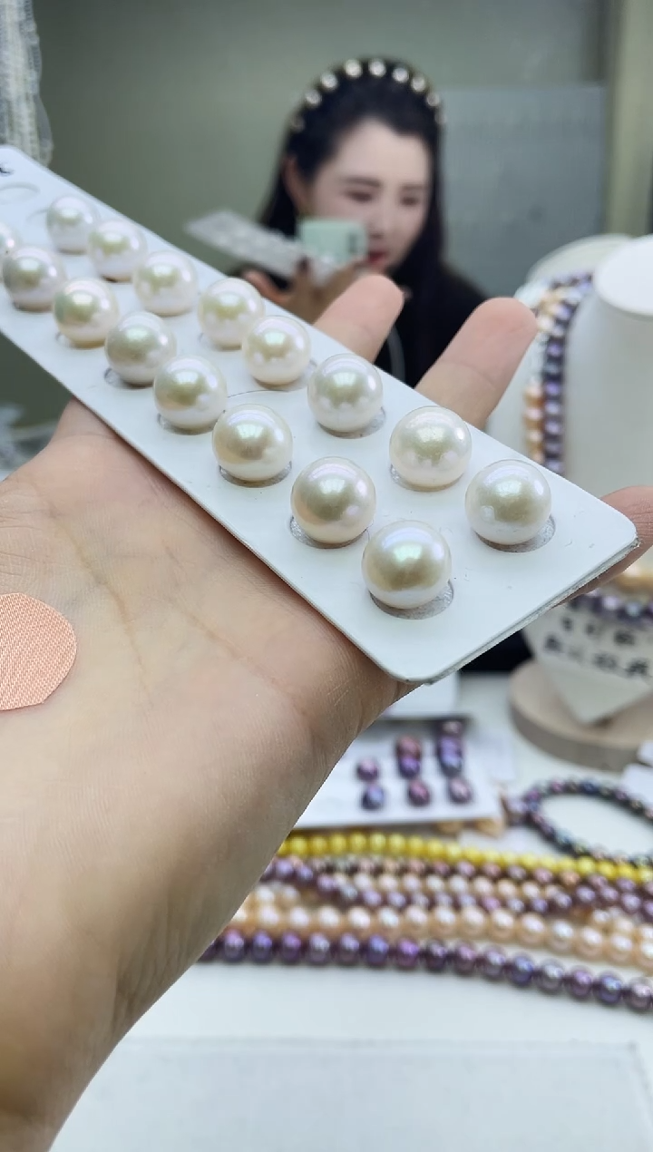 未镶嵌裸珠淡水珍珠白色系裸珠耳饰