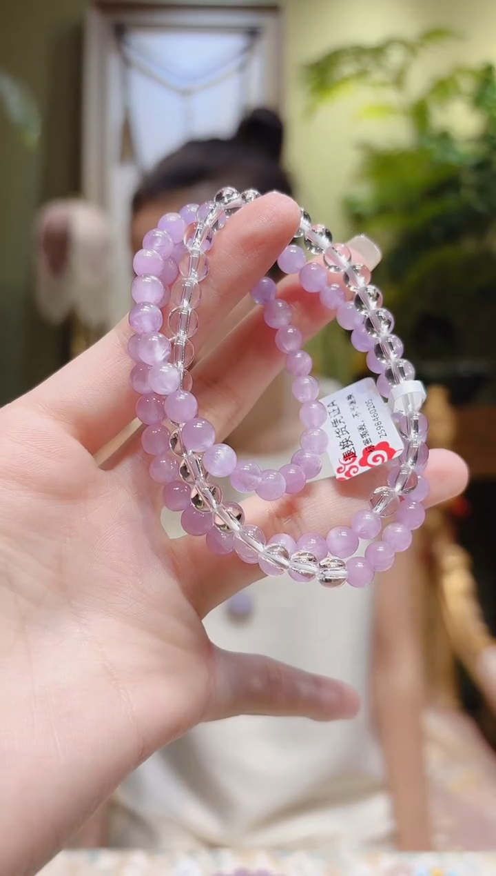 【闪购商品】锂辉石手串未镶嵌白水晶紫锂辉项链手串3圈