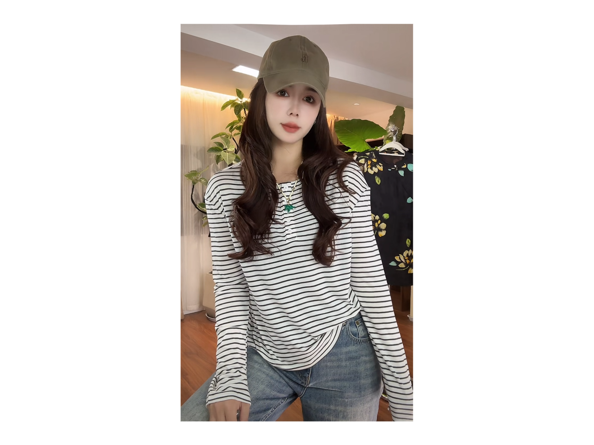 新款“条纹信号”T恤883#P02738新款智性通勤简约百搭长袖