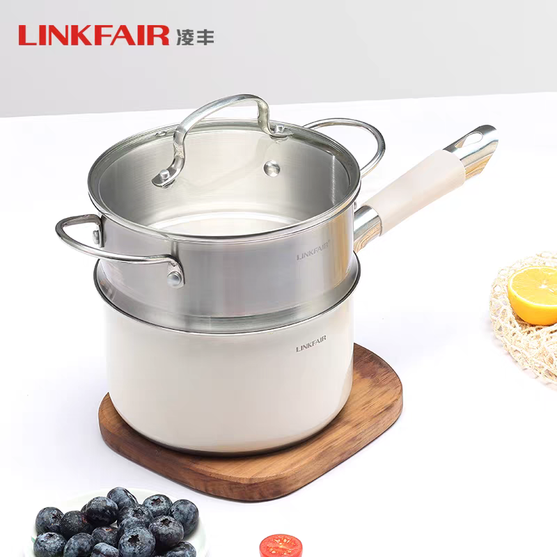 凌丰雅仕系列316不锈钢奶锅小蒸锅锅具