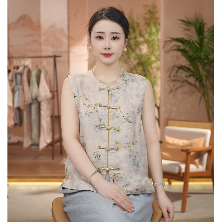 《 与蝶共舞-马夹》新中式提花国风时尚休闲防晒透气马夹