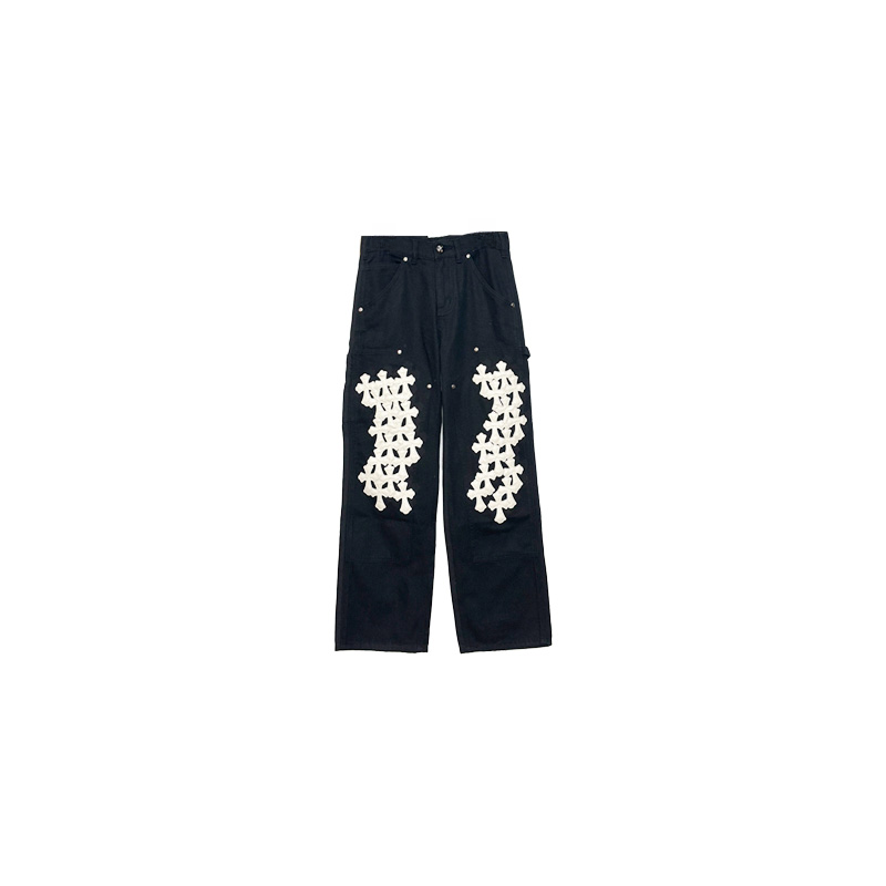 南油小众设计师新品黑克家印花工装牛仔直筒裤