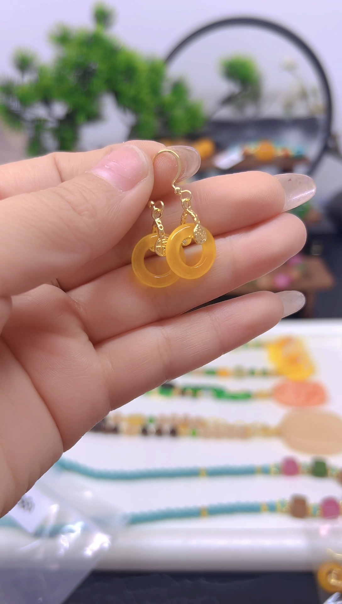 【闪购商品】翡翠耳饰14K金镶嵌耳饰E360