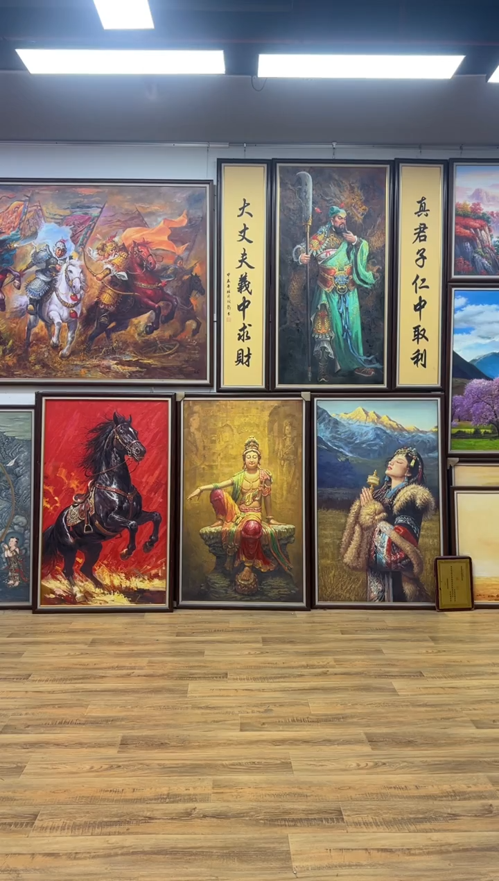 油画阿*关羽办公室客厅茶室玄关走廊家居挂画客厅挂画油画版画