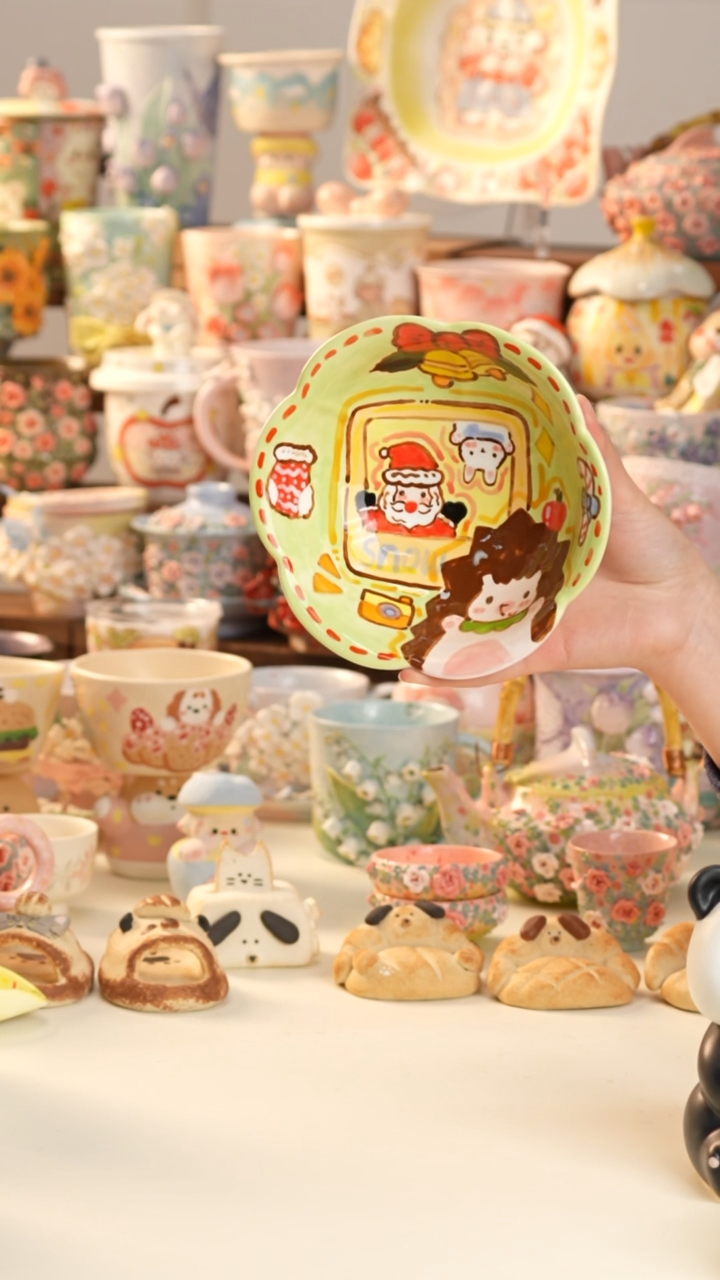 摆件陶景德镇釉下彩手绘设计师款陶瓷