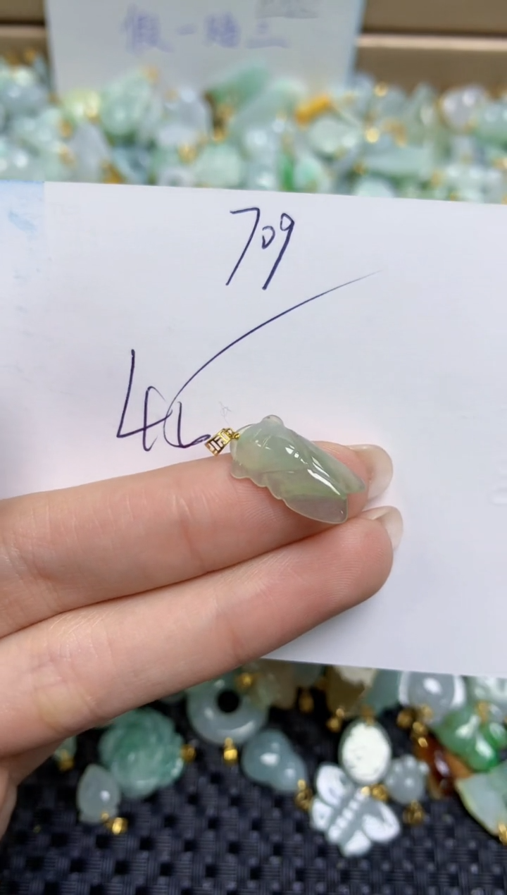 【闪购商品】翡翠颈饰18K金镶嵌天然缅甸A货翡翠