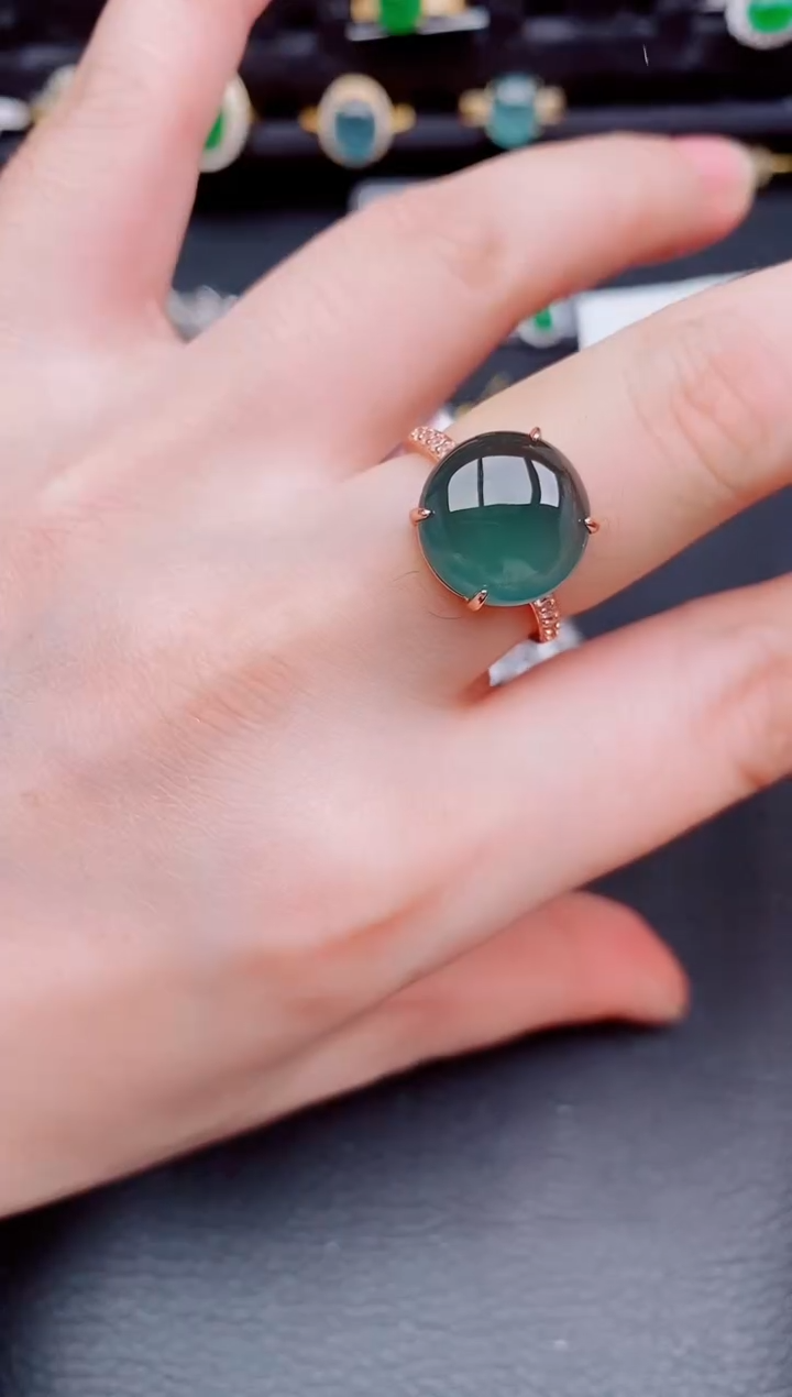 【闪购商品】翡翠戒指银S925镶嵌天然a货翡翠296