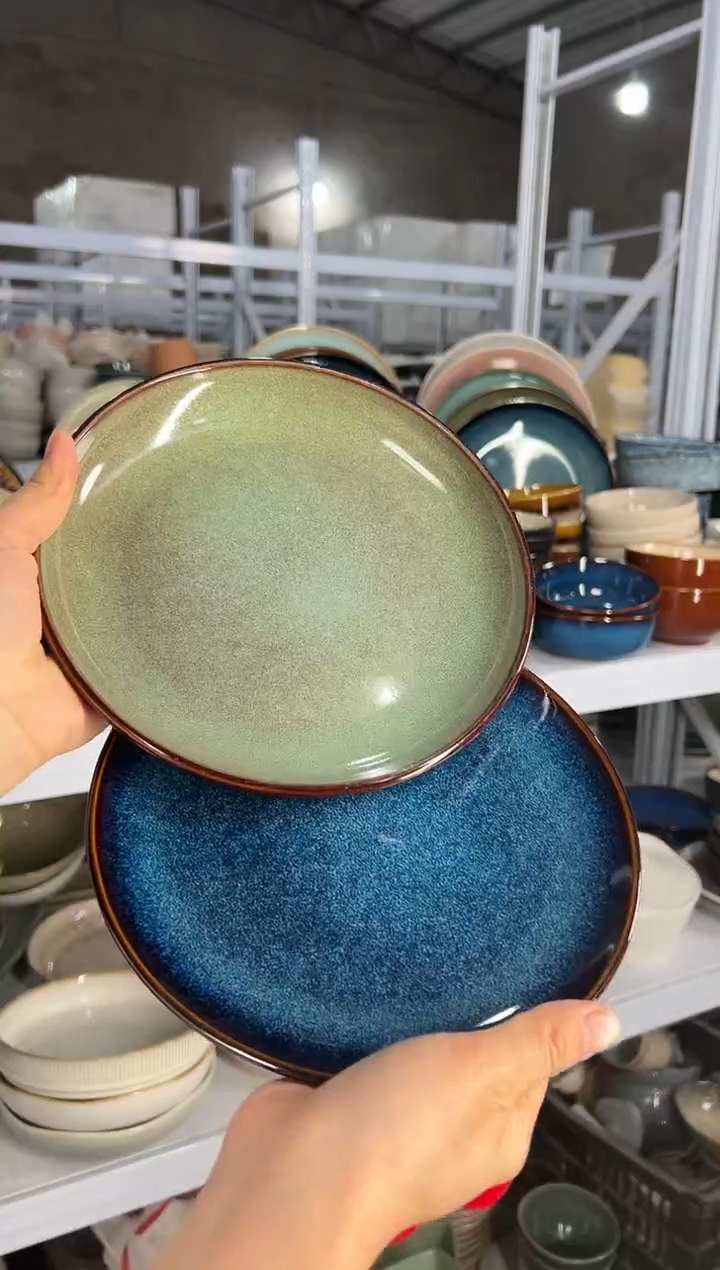 陶瓷外贸尾货瑕疵满20包邮X2 小盘8英寸