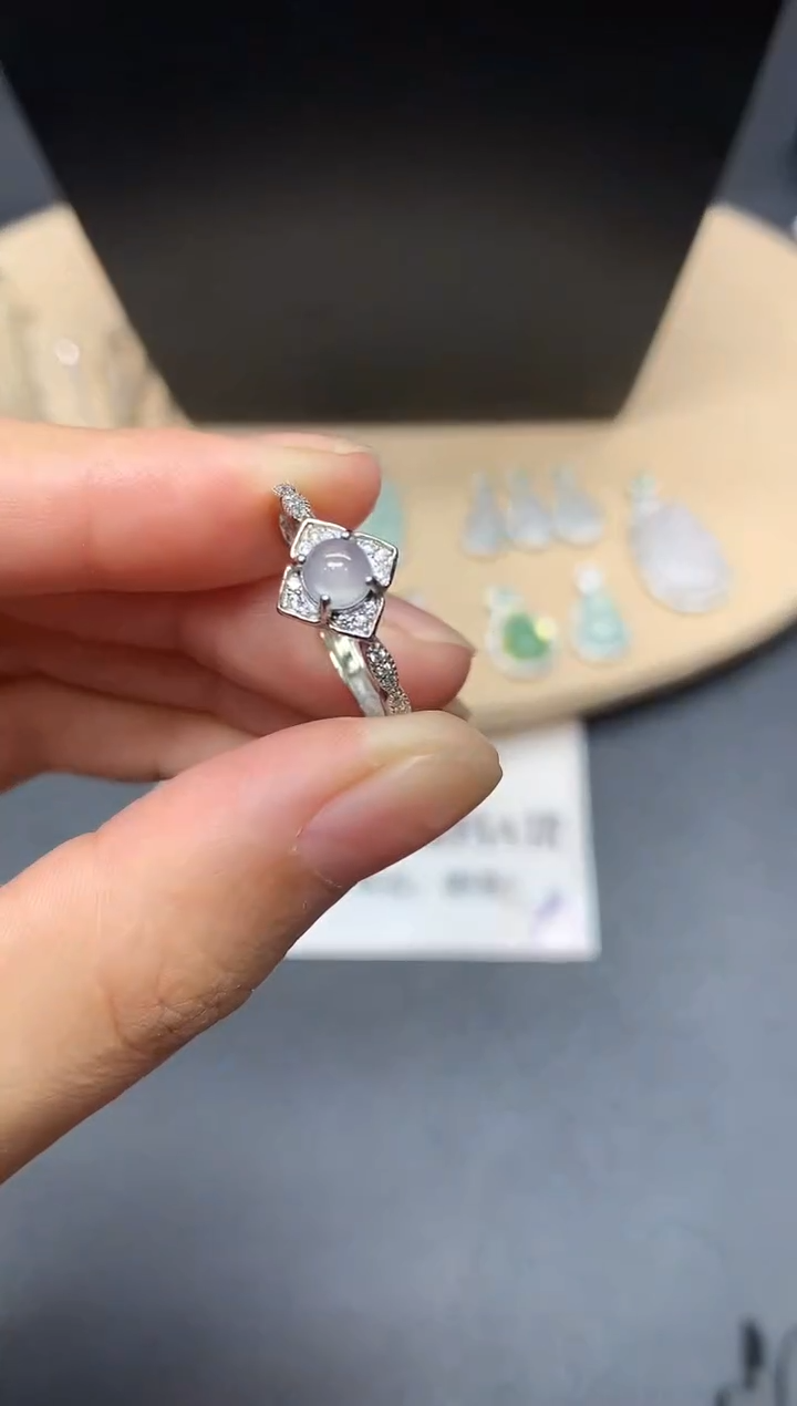 【闪购商品】翡翠戒指银S925镶嵌蛋面【多样性发其一】