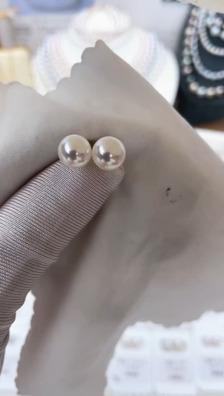 【闪购商品】海水珍珠耳饰18K金镶嵌特选福利7.5-8mm不退不换