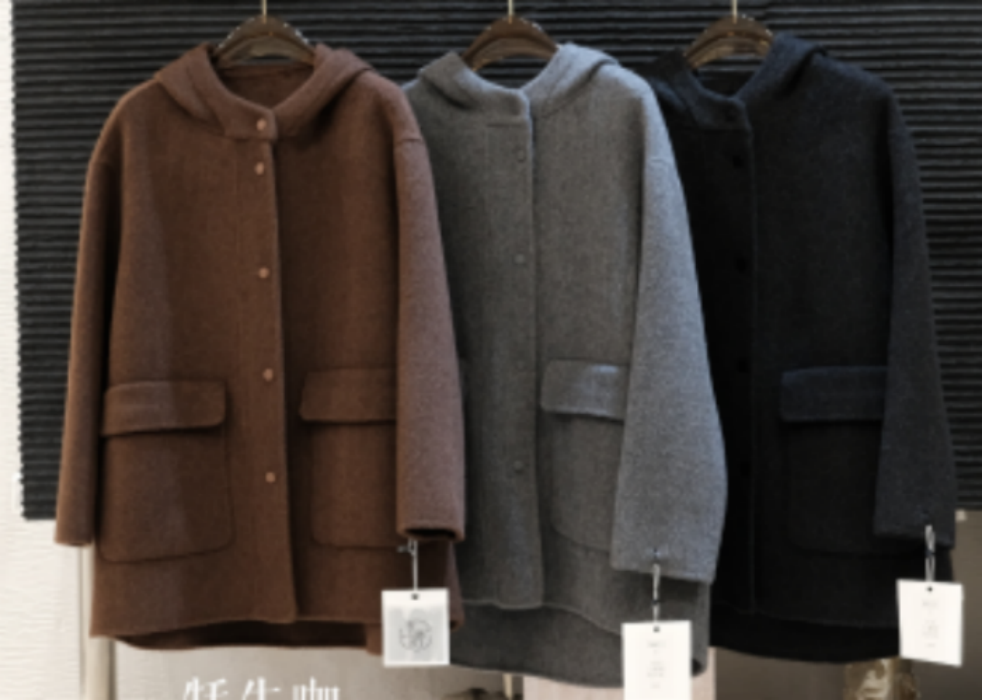【澳莱有约】经典百搭韩系双面呢大衣时尚休闲连帽毛呢外套