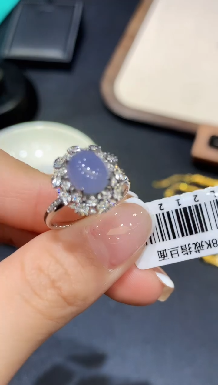 翡翠戒指18K金镶嵌L2129多样性发其一