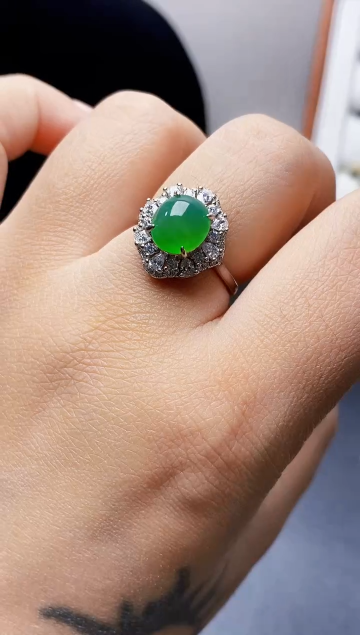 银S925镶嵌戒指翡翠1610