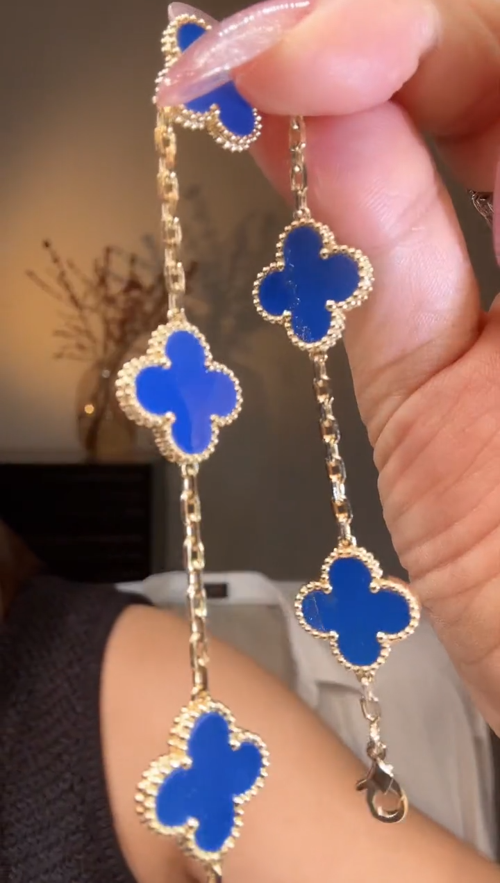 【闪购商品】玛瑙/玉髓手链18K金镶嵌蓝色